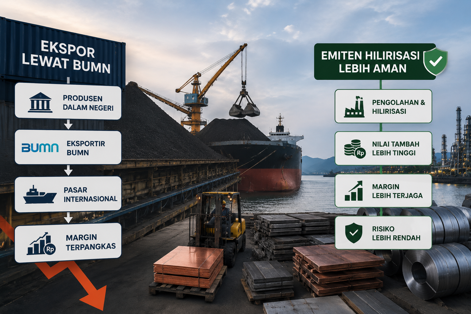 Skema Ekspor Lewat BUMN Dinilai Tekan Margin, Emiten Hilirisasi Lebih Tahan