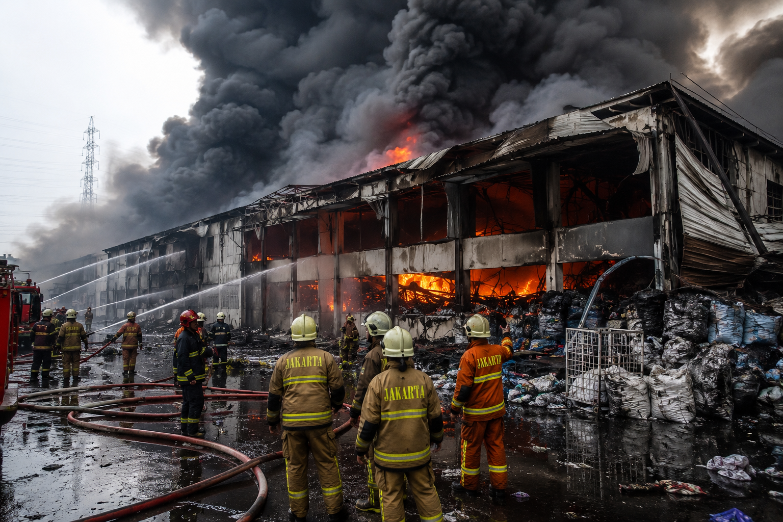 Kebakaran Gudang Plastik Cengkareng Belum Padam 