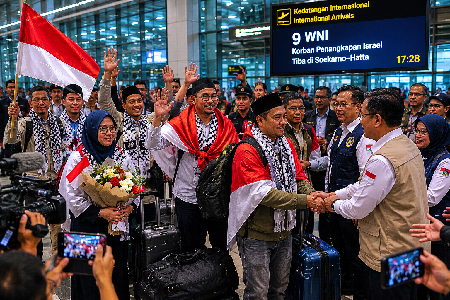 9 WNI Korban Penangkapan Israel Tiba di Bandara Soetta Minggu Sore