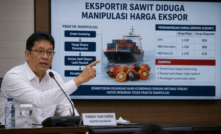 Purbaya Bongkar Eksportir Sawit Diduga Manipulasi Harga Ekspor