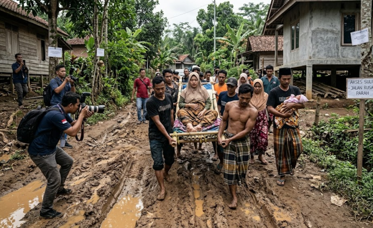Fenomena Ibu Ditandu karena Jalan Rusak Terulang Lagi di Banten