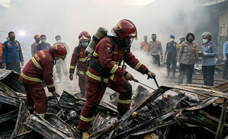 Pemadaman Gudang Kalideres Terkendala Bara Api dan Gas Beracun