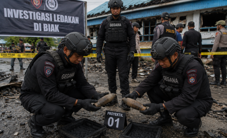Tim Jibom Gegana Temukan Dua Proyektil dalam Investigasi Ledakan di Biak
