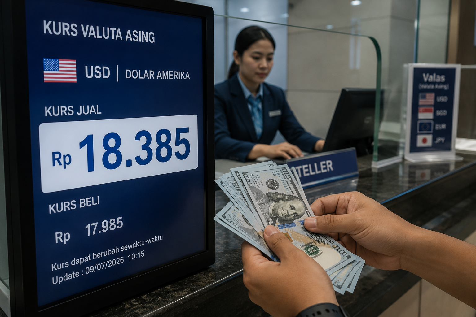 Dolar AS Dijual Tembus Rp18.385, Pelemahan Rupiah Dorong Kurs Bank Kian Tinggi