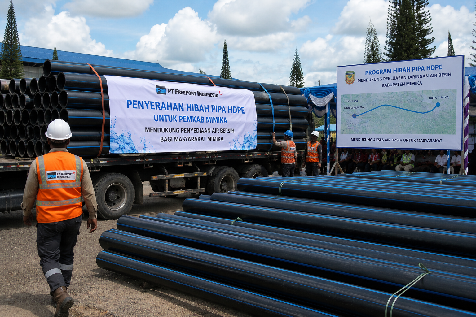 PTFI Hibahkan 11 Kilometer Pipa Air Bersih untuk Perluas Layanan di Mimika