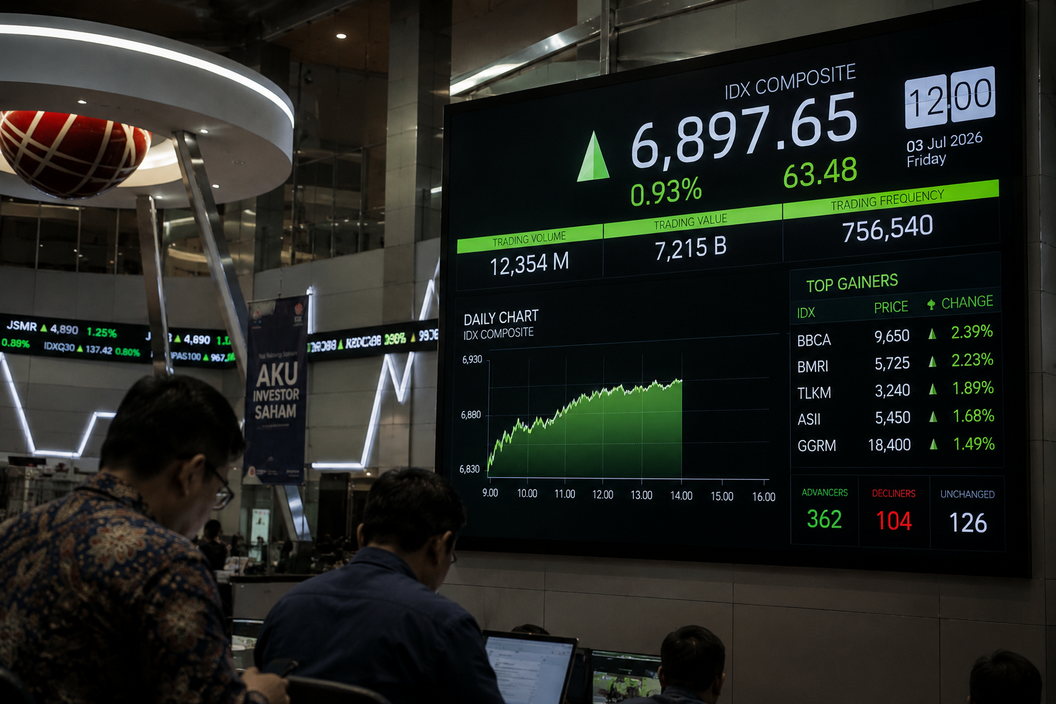 IHSG Menguat di Sesi I, Mayoritas Saham Berakhir di Zona Hijau