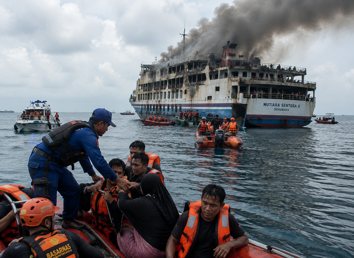 Nahkoda dan ABK KMP Mutiara Sentosa II Selamat