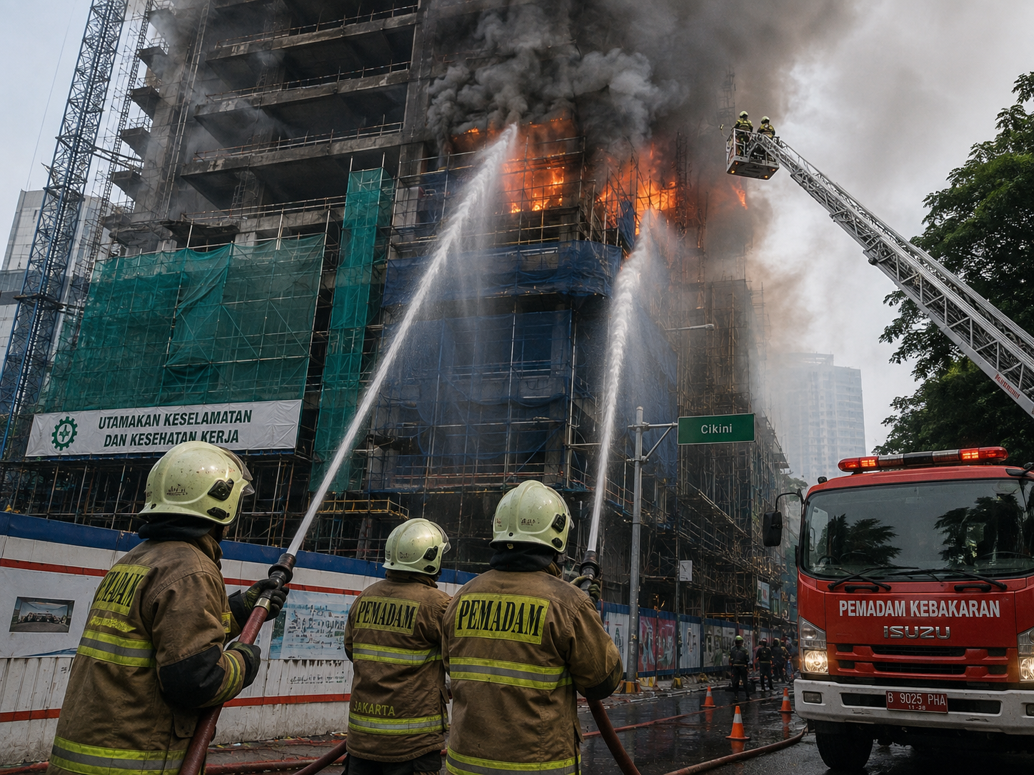 Proyek Gedung Bertingkat di Cikini Terbakar